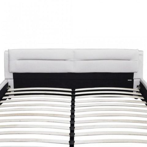 WHITE LABEL - Double bed-WHITE LABEL-Lit cuir 140 x 200 cm blanc et noir