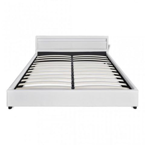 WHITE LABEL - Double bed-WHITE LABEL-Lit led 180 x 200 cm blanc