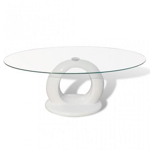 WHITE LABEL - Oval Coffee table-WHITE LABEL-Table basse design blanche verre