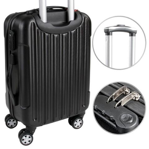 WHITE LABEL - Suitcase with wheels-WHITE LABEL-Lot de 3 valises bagage rigide noir