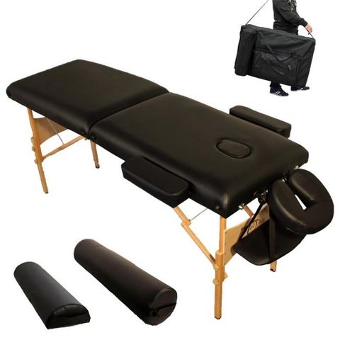 WHITE LABEL - Massage table-WHITE LABEL-Table de massage 7,5 cm épaisseur noir