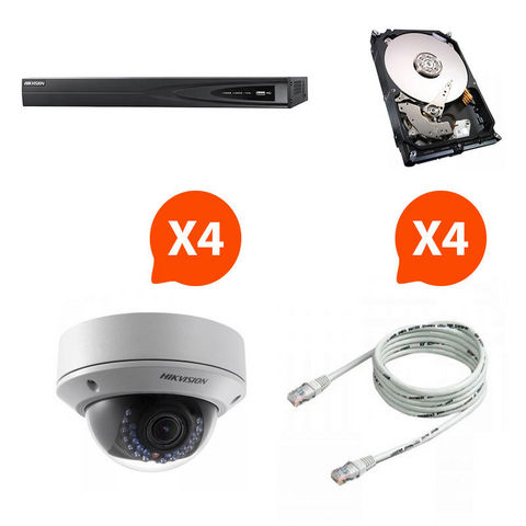 HIKVISION - Security camera-HIKVISION-Pack NVR HD 4 caméras Vision nocture HIK Vision