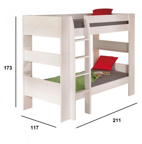 WHITE LABEL - Bunk bed-WHITE LABEL-Lit superposé DREAM WELL 3 en pin massif couchage 