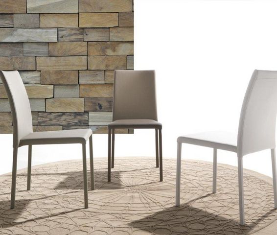 WHITE LABEL - Chair-WHITE LABEL-Chaise CLOE en simili cuir gris