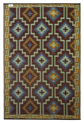 FABHABITAT - Modern rug-FABHABITAT-Tapis intérieur extérieur Lhasa Bleu roi et chocol
