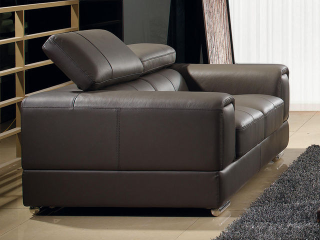 WHITE LABEL - 3-seater Sofa-WHITE LABEL-Canapé Cuir 3 places LIMA
