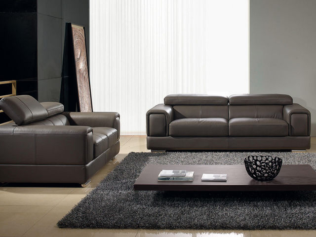 WHITE LABEL - 3-seater Sofa-WHITE LABEL-Canapé Cuir 3 places LIMA
