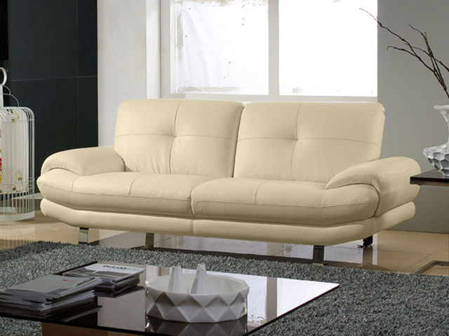 WHITE LABEL - 3-seater Sofa-WHITE LABEL-Canapé Cuir 3 places SWAN