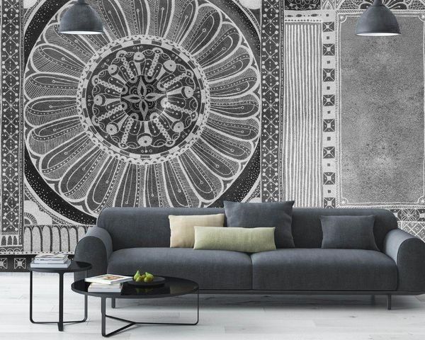 IN CREATION - Panoramic wallpaper-IN CREATION-India noir & blanc