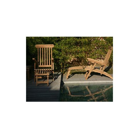 BOIS DESSUS BOIS DESSOUS - Garden Deck chair-BOIS DESSUS BOIS DESSOUS-Lot de 2 steamers en bois de teck MIDLAND