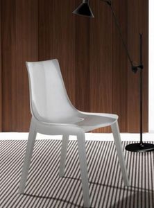 WHITE LABEL - chaise design orbital wood plexiglas blanc et hêtr - Stuhl