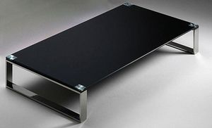 WHITE LABEL - table basse miami design en verre noir - Rechteckiger Couchtisch