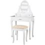 Frisierkommode-WHITE LABEL-Coiffeuse bois blanche miroir tabouret