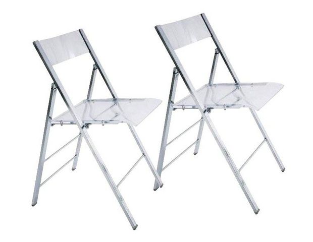 WHITE LABEL - Klappstuhl-WHITE LABEL-Lot de 2 chaises pliantes SEAL transparentes et ch
