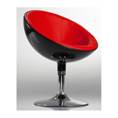 WHITE LABEL - Rotationssessel-WHITE LABEL-Fauteuil lounge pivotant noir/rouge