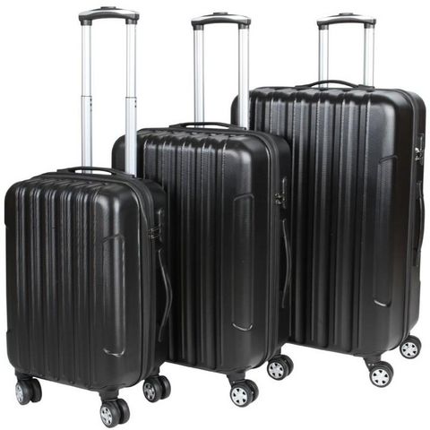 WHITE LABEL - Rollenkoffer-WHITE LABEL-Lot de 3 valises bagage rigide noir