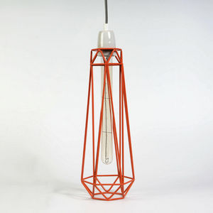 Filament Style - diamond 2 - suspension orange câble gris ø12cm | l - Lámpara Colgante
