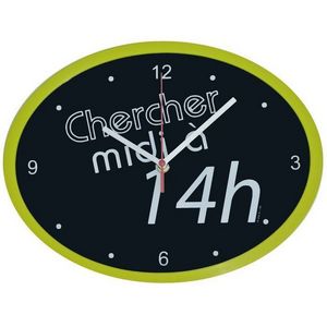WHITE LABEL - horloge ovale cadre chercher midi à 14h - Reloj De Pared