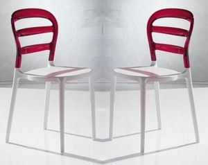 WHITE LABEL - lot de 2 chaises design dejavu en plexiglas rouge  - Silla