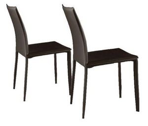 WHITE LABEL - lot de 2 chaises design cathy en simili cuir marro - Silla