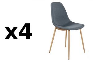 WHITE LABEL - lot de 4 chaises stockholm design scandinave tissu - Silla