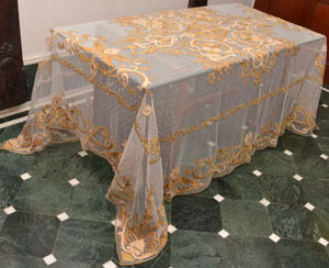 a Antiques - embroidered long table cover - Mantel Rectangular
