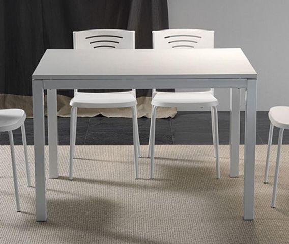 WHITE LABEL - Mesa de comedor rectangular-WHITE LABEL-Table repas extensible MAJESTIC 130 x 80 cm blanch