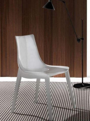 WHITE LABEL - Silla-WHITE LABEL-Chaise design ORBITAL WOOD plexiglas blanc et hêtr