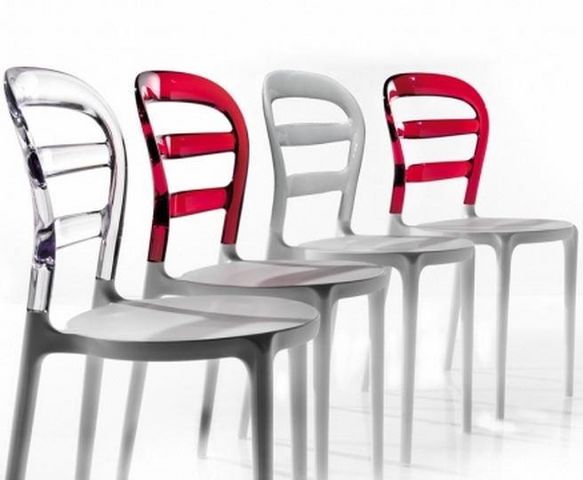 WHITE LABEL - Silla-WHITE LABEL-Lot de 2 chaises design DEJAVU en plexiglas rouge 
