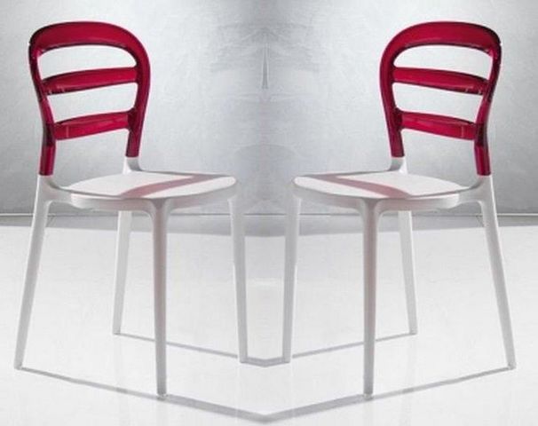 WHITE LABEL - Silla-WHITE LABEL-Lot de 2 chaises design DEJAVU en plexiglas rouge 