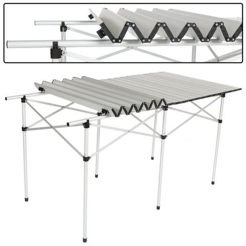 WHITE LABEL - Mesa de camping-WHITE LABEL-Table de camping jardin pique-nique aluminium pliante 140x70 cm