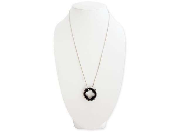 WHITE LABEL - Collar-WHITE LABEL-Collier 80 cm pendentif anneau noir et strass perf