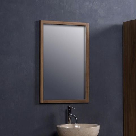 BOIS DESSUS BOIS DESSOUS - Espejo de cuarto de baño-BOIS DESSUS BOIS DESSOUS-Miroir en bois de teck rectangulaire 80