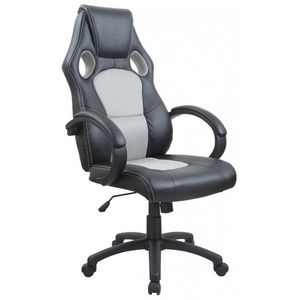 WHITE LABEL - fauteuil de bureau sport cuir gris - Poltrona Ufficio
