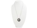 Collana-WHITE LABEL-Collier 80 cm pendentif anneau noir et strass perf