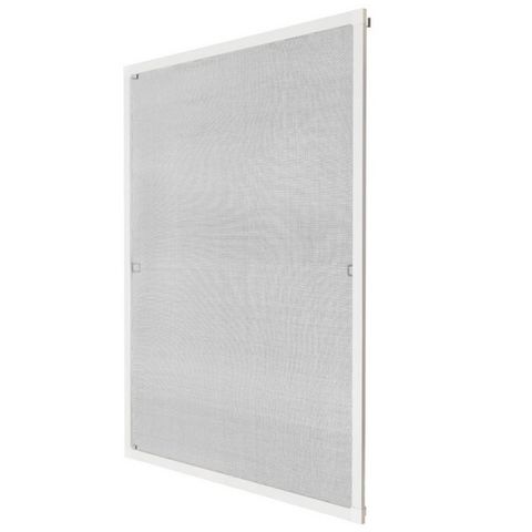 WHITE LABEL - Zanzariera per finestra-WHITE LABEL-Moustiquaire pour fenêtre cadre fixe en aluminium 120x140 cm blanc