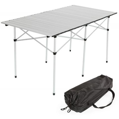 WHITE LABEL - Tavolo da camping-WHITE LABEL-Table de camping jardin pique-nique aluminium pliante 140x70 cm
